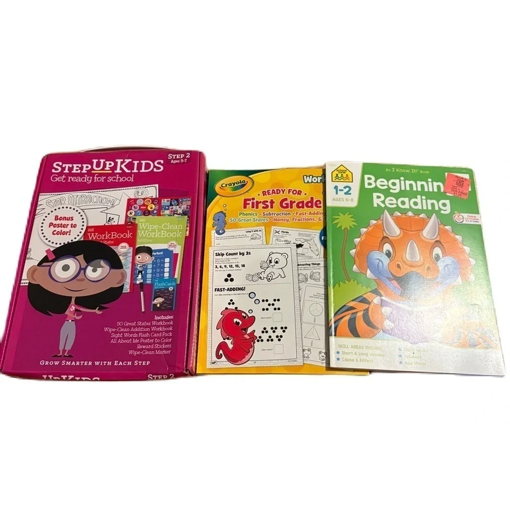 Educational Workbook Set 1st Grade Crayola Beginnjng Reading Step Up Kids NEW